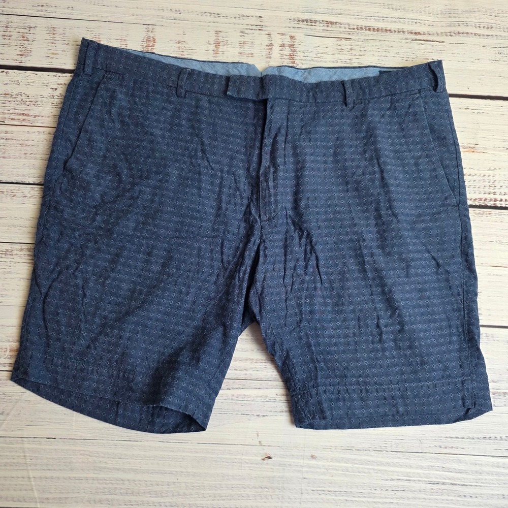 Polo Ralph Lauren Mens Straight Fit Diamond Pattern Cotton Shorts Navy Blue 40